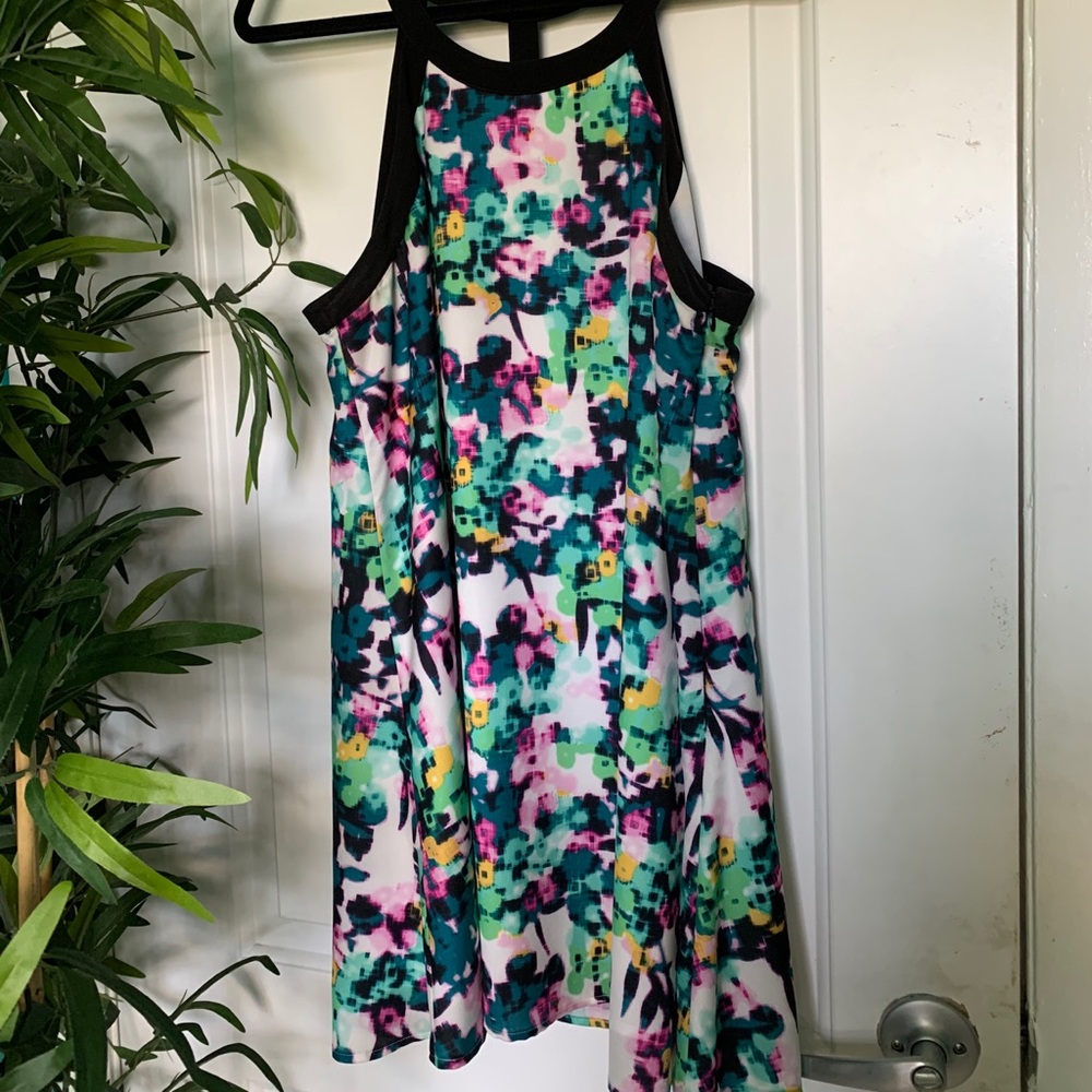 Bethany Mota Colorful Abstract Floral Dress